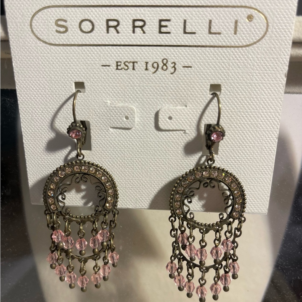 Sorrelli Pink Chandelier Earrings with Crystal Accents